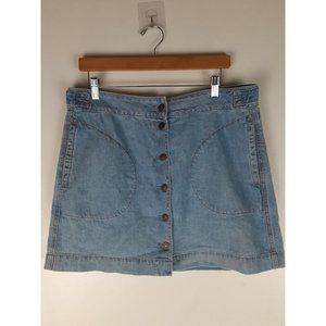 American Eagle Women's Super Hi Rise A Line Denim Mini Skirt Light Wash Blue 14